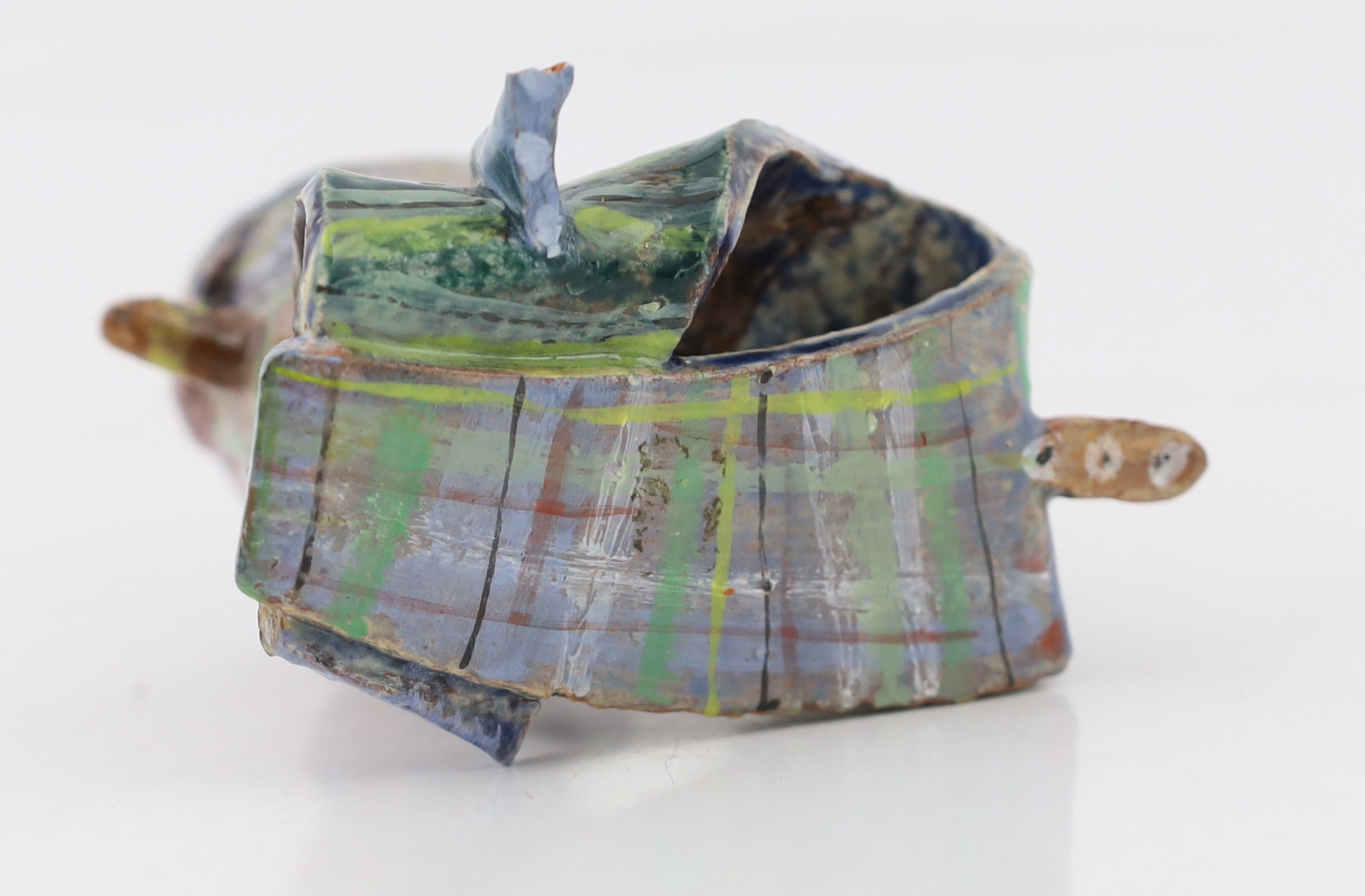 § Angus Suttie (1946-1993), a multi coloured glazed earthenware vase, small chip loss